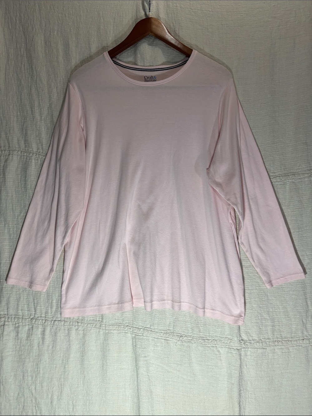 croft & barrow Light Pink Long Sleeve Tee 100% Cotton - Picture 3 of 5